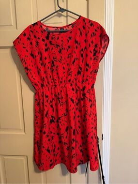 SHEIN Red Mini Dress with Black Abstract Spot Print